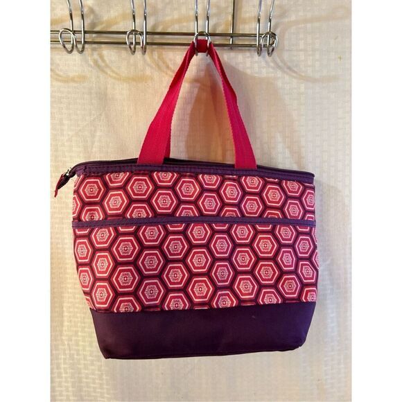 Igloo insulated lunch tote pink 14"x10" geometric bag - Picture 4 of 8